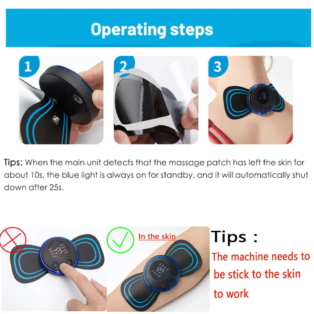 Masseur Électrique EMS TENS Sans Fil – 8 Modes, 19 Niveaux d'Intensité