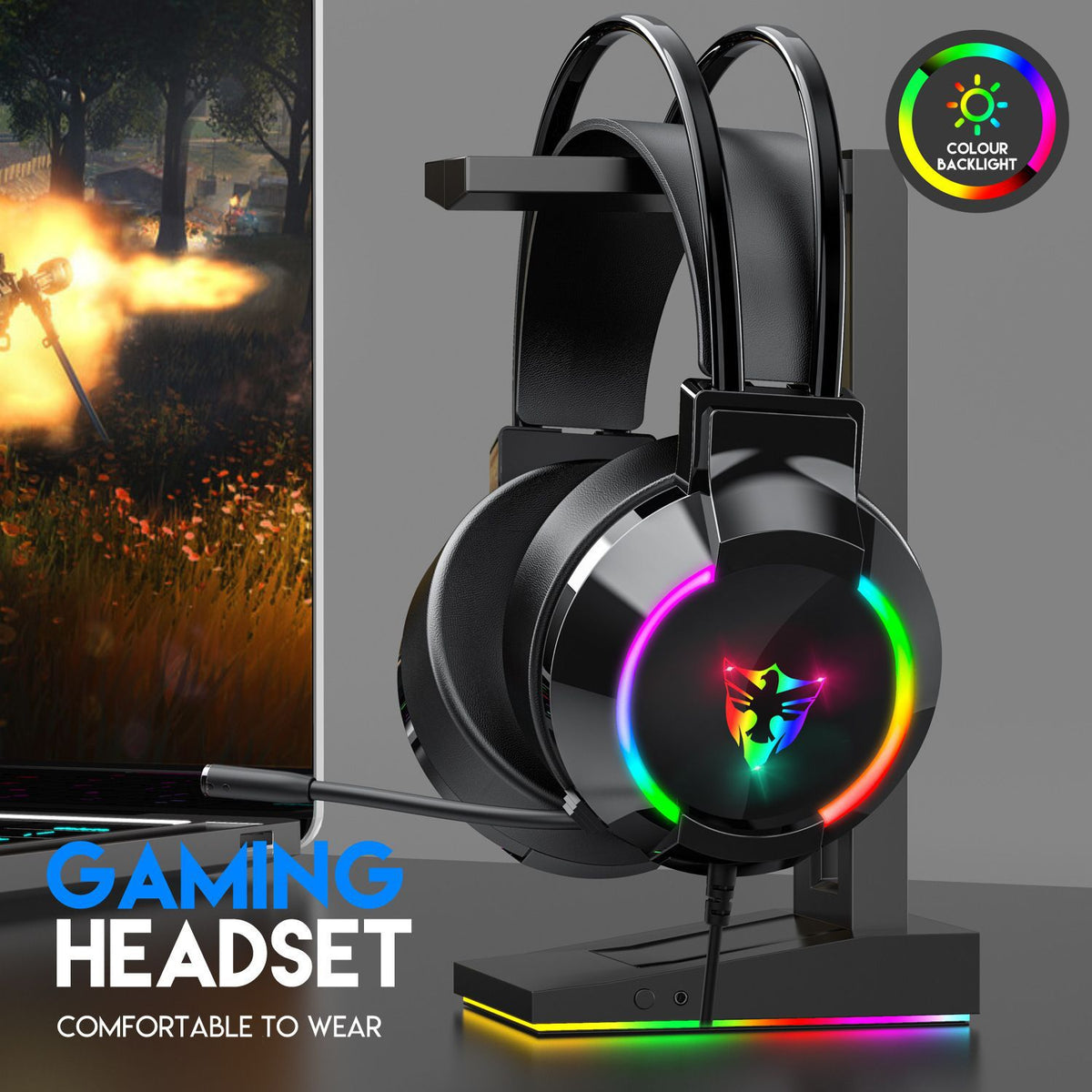 Casque Gaming RGB avec Micro 360° – Son Surround, Éclairage LED & Confort Maximal
