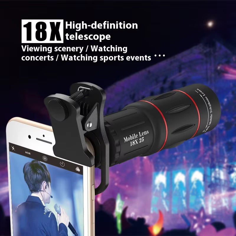 Objectif Télescopique 18x pour Smartphone – Zoom 18x25 avec Trépied & Support