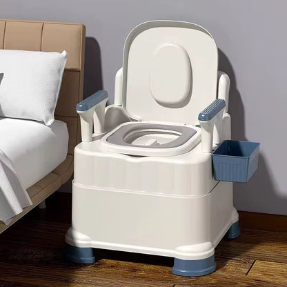 Chaise Toilette Portable avec Accoudoirs et Seau Amovible – Personnes Âgées & PMR